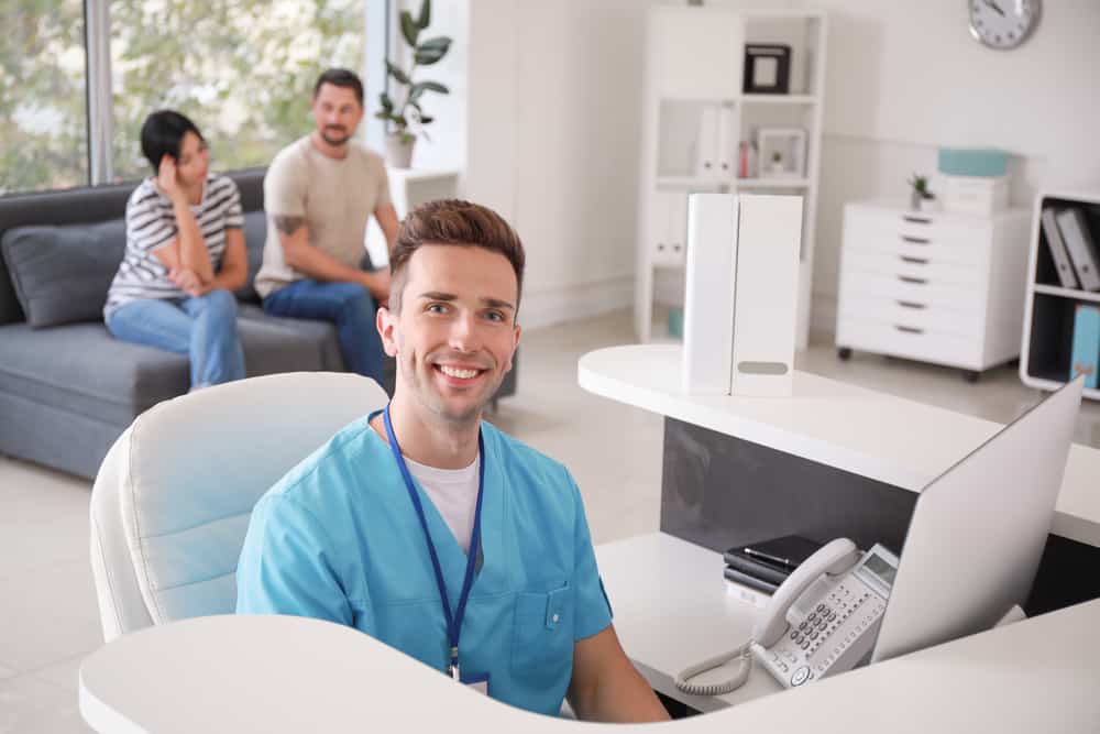 non clinical medical staff working at doctors office.