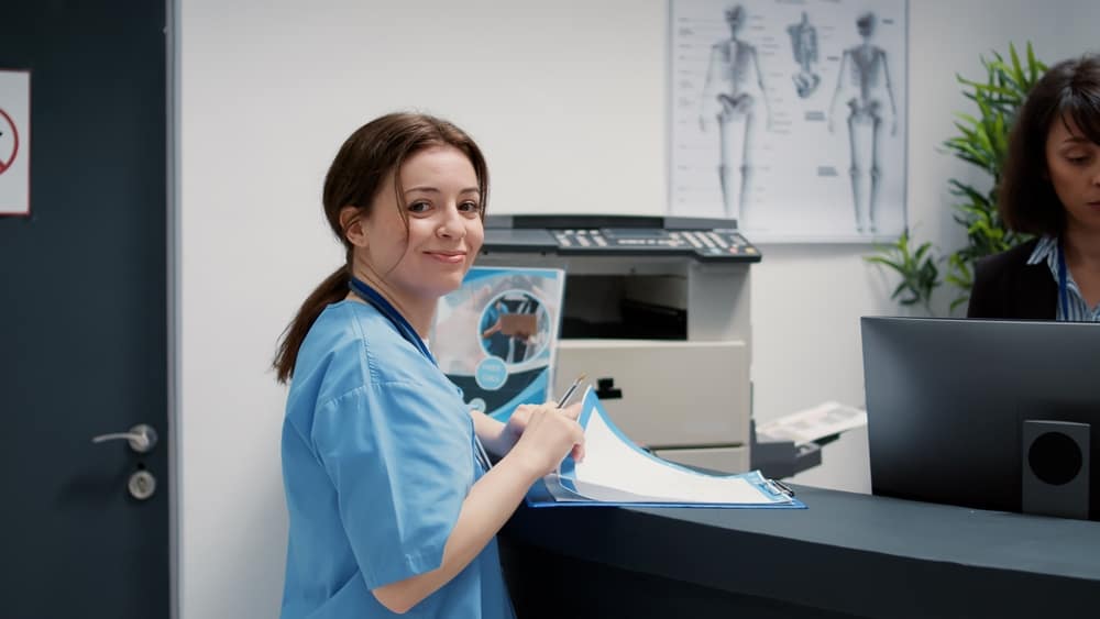 non clinical medical staff working in a medical office.