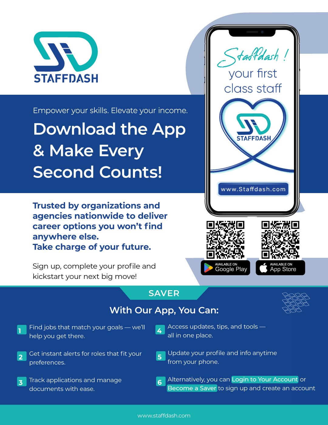 Download the StaffDash app to become a Saver