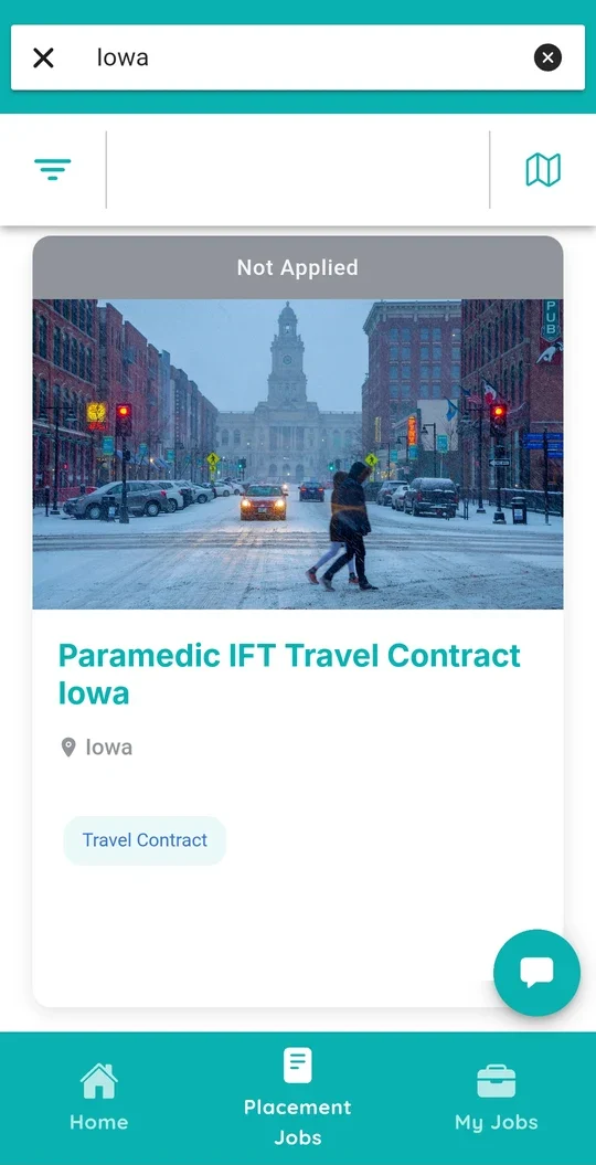 StaffDash app listing for a Paramedic IFT travel contract in Iowa